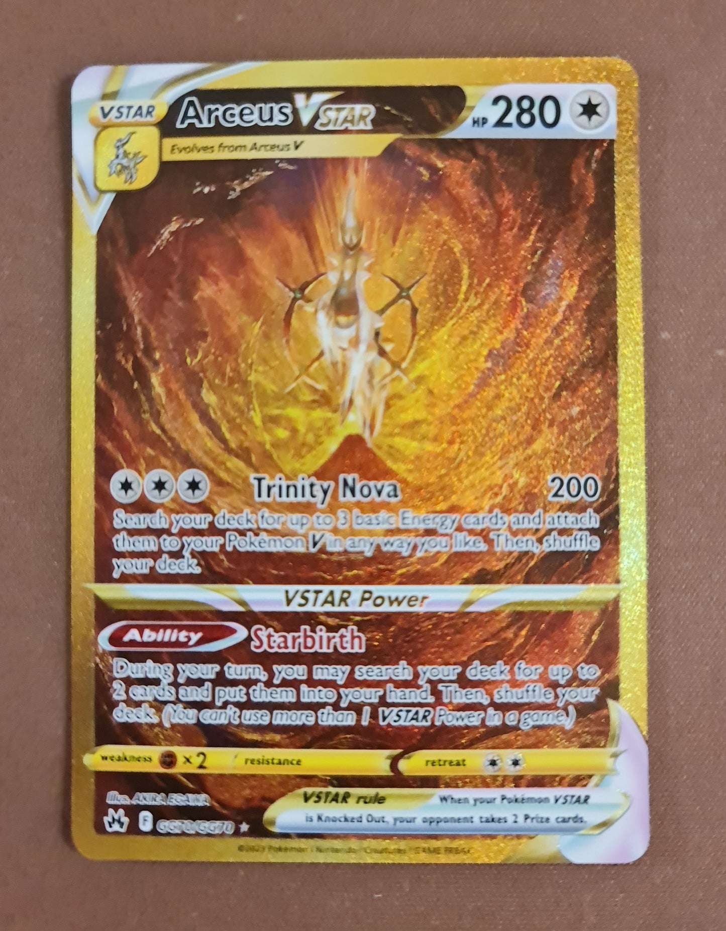 (S) Pokemon Card Crown Zenith Galarian Gallery GG70/GG70 Arceus VSTAR Secret Rare *MINT*