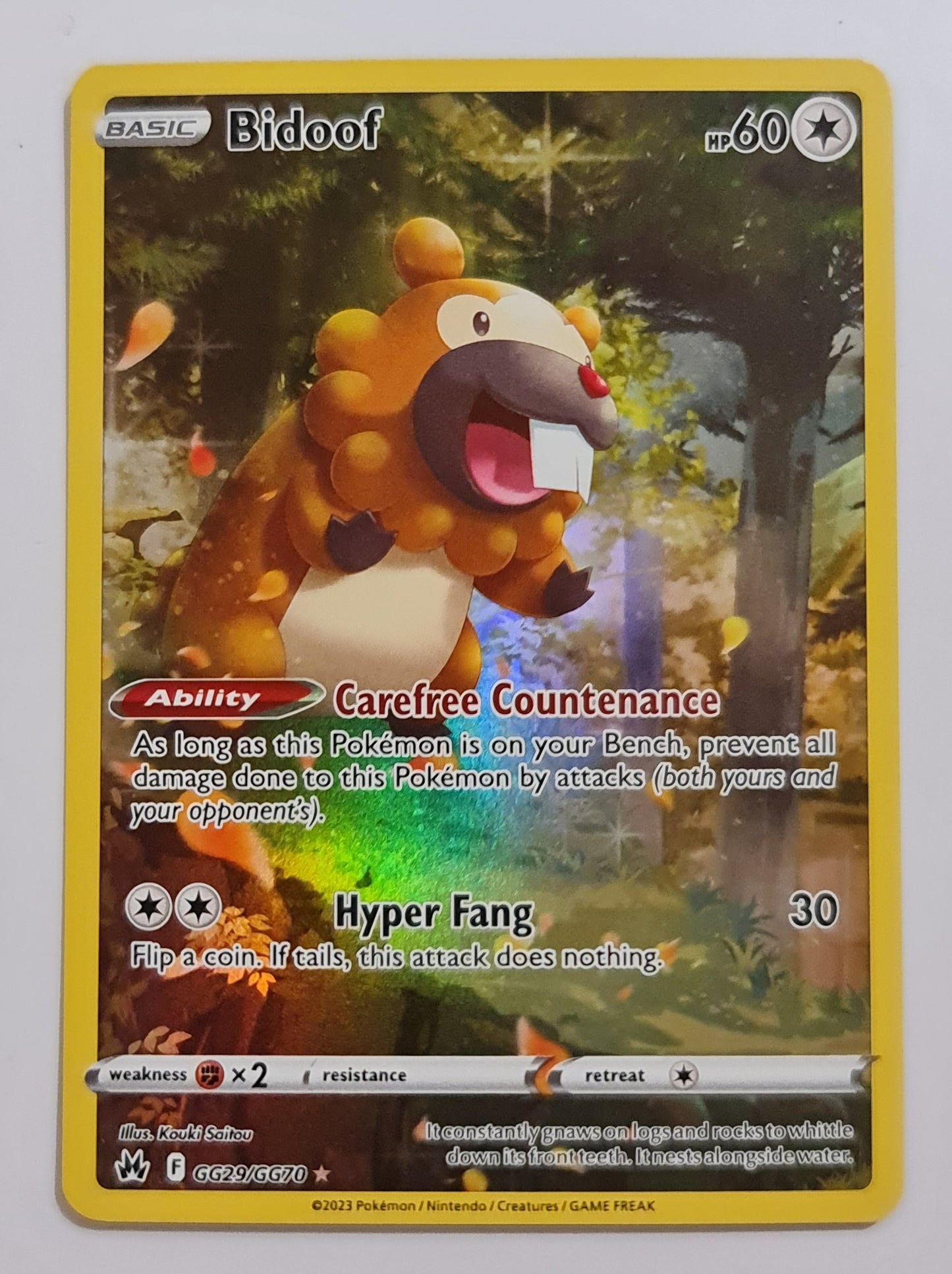 Pokemon Card Crown Zenith Galarian Gallery GG29/GG70 Bidoof Holo Rare *MINT*