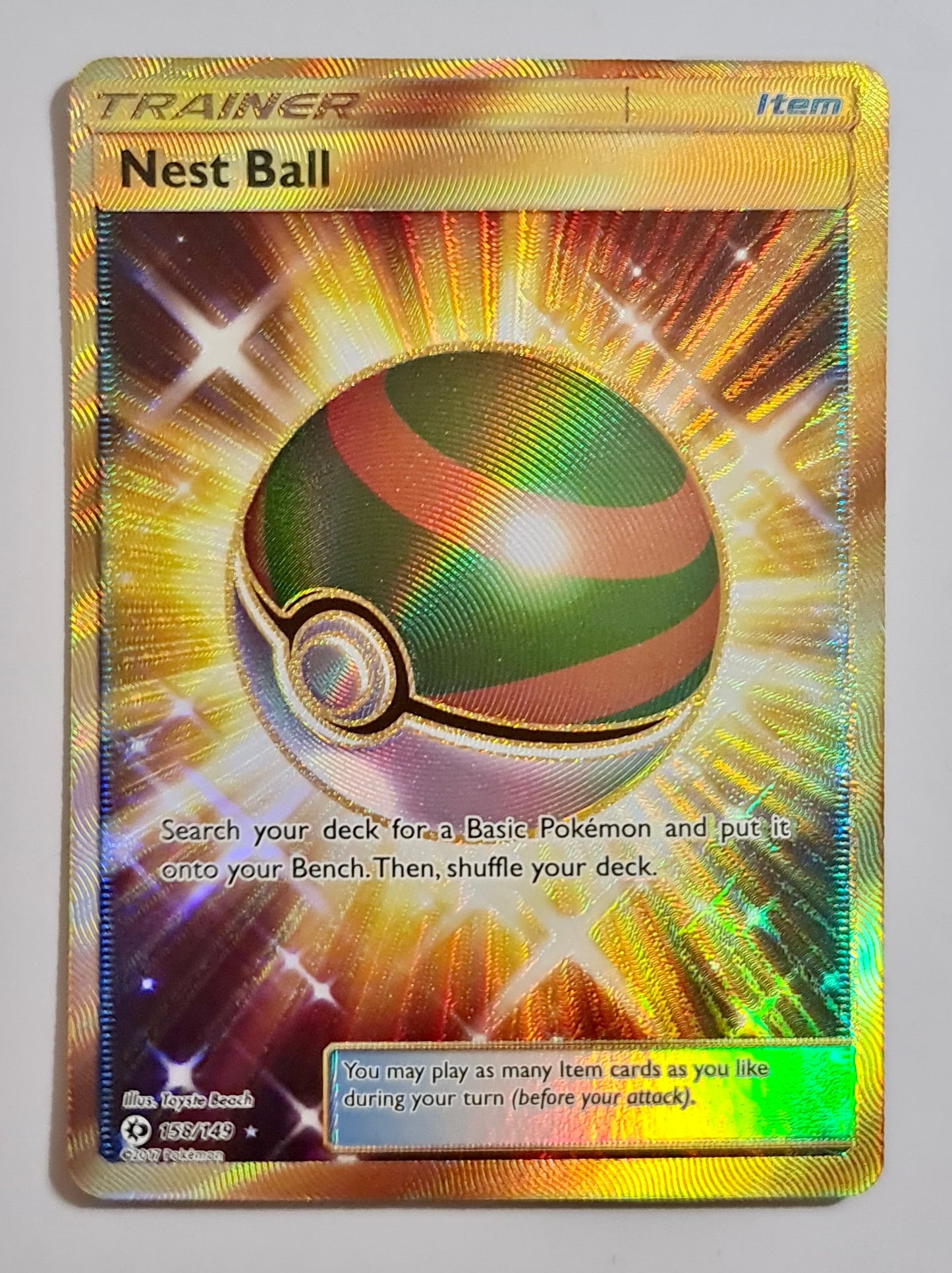 (S) Pokemon Card Sun & Moon Guardians Base Set 158/149 Nest Ball Secret Rare