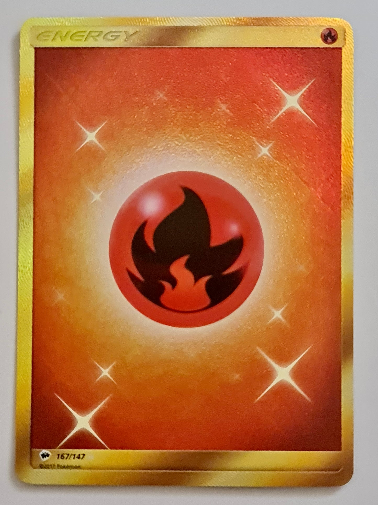 Pokemon Card Sun & Moon Burning Shadows 167/147 Fire Energy Secret Rare