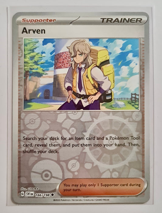 Pokemon Card Scarlet & Violet 166/198 Arven Supporter Reverse Holo Uncommon *MINT*