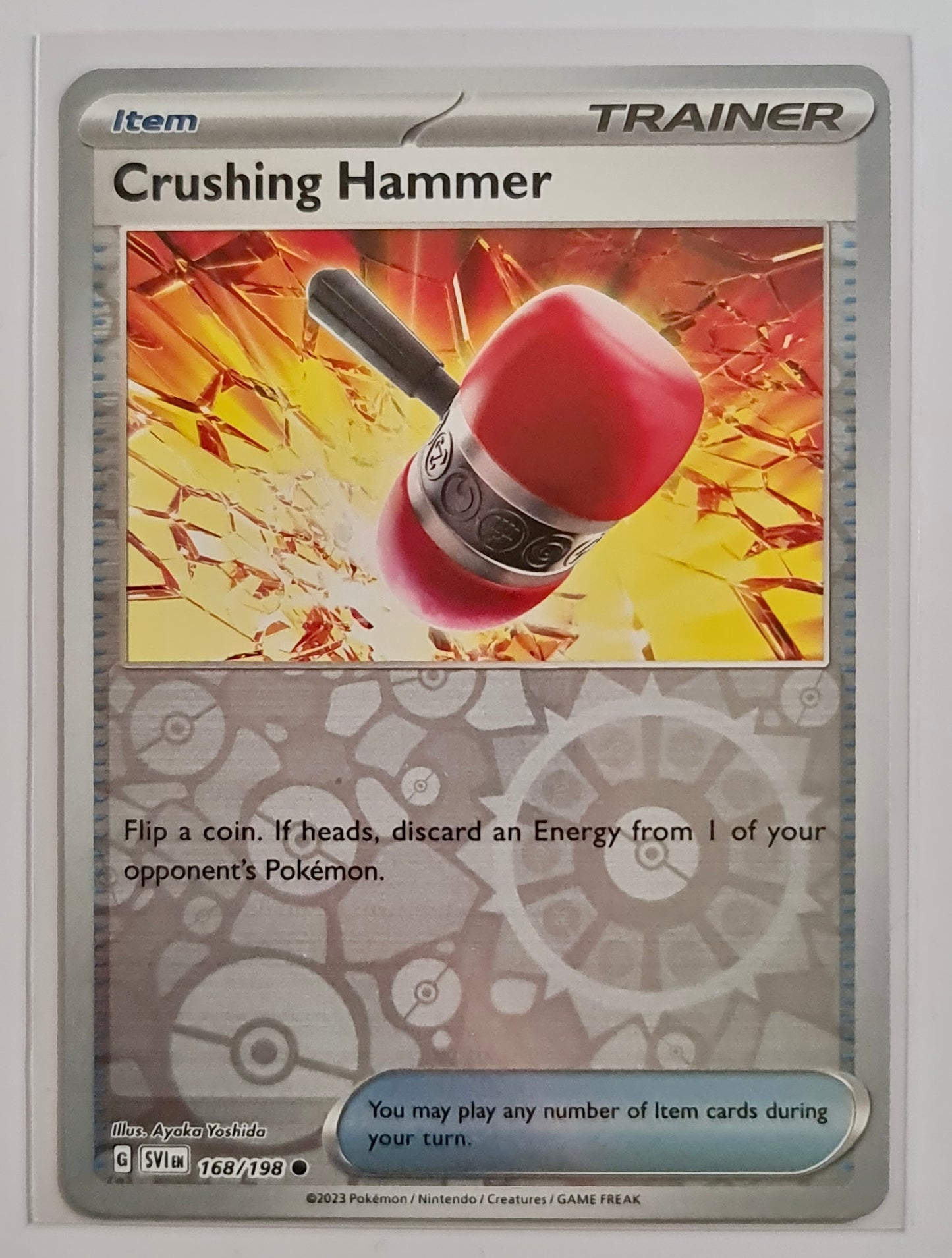 Pokemon Card Scarlet & Violet 168/198 Crushing Hammer Item Reverse Holo Common *MINT*