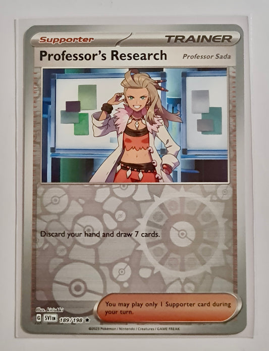 Pokemon Card Scarlet & Violet 189/198 Professor's Research[Professor Sada] Supporter Reverse Holo Rare *MINT*