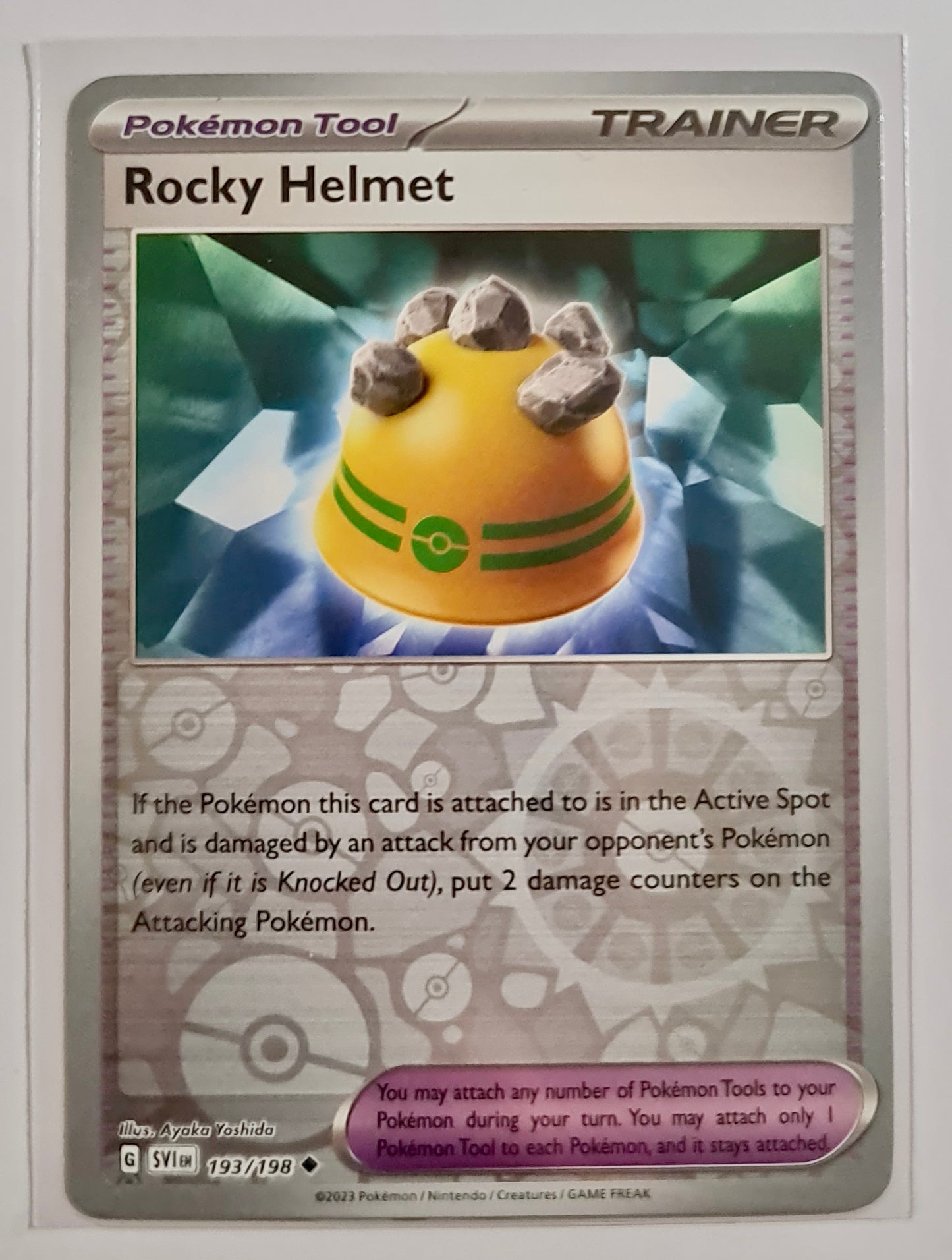 Pokemon Card Scarlet & Violet 193/198 Rocky Helmet Tool Reverse Holo Uncommon *MINT*