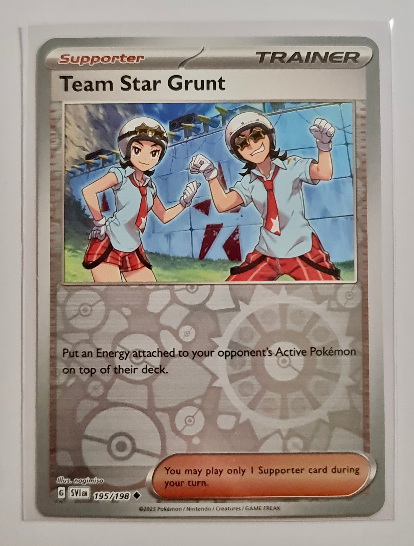 Pokemon Card Scarlet & Violet 195/198 Team Star Grunt Supporter Reverse Holo Uncommon *MINT*