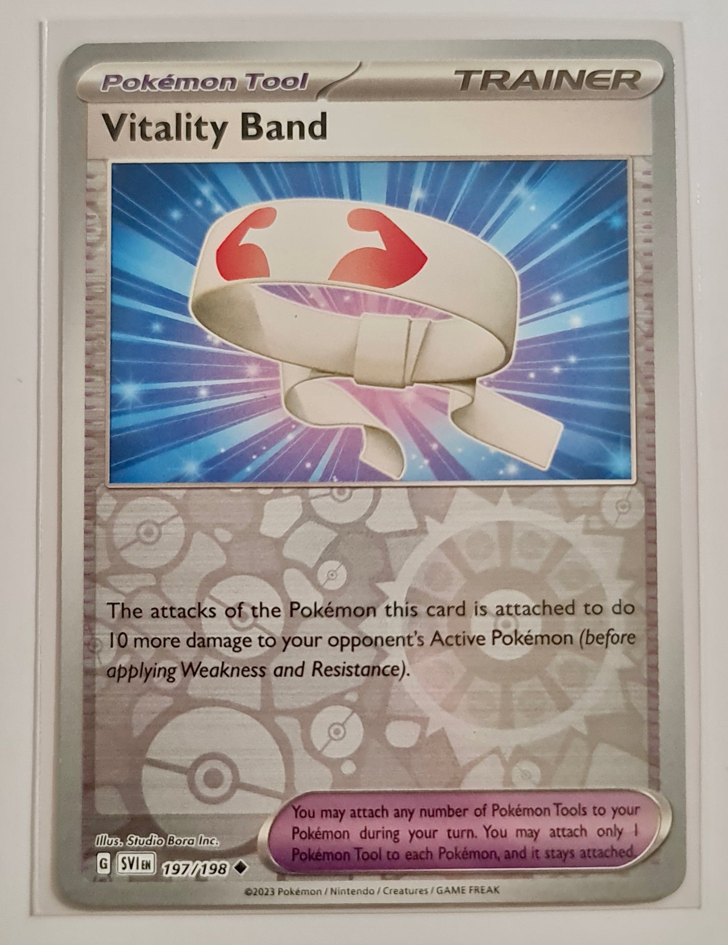 Pokemon Card Scarlet & Violet 197/198 Vitality Band Tool Reverse Holo Uncommon *MINT*