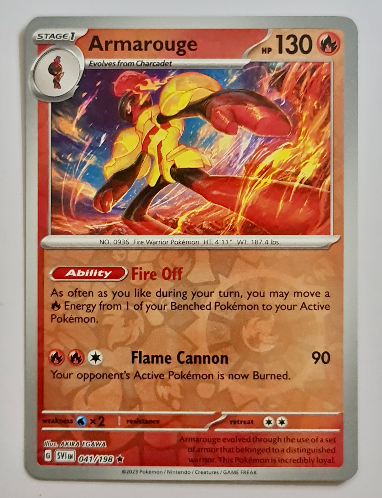 Pokemon Card Scarlet & Violet 041/198 41/198 Armarouge Reverse Holo Rare *MINT*