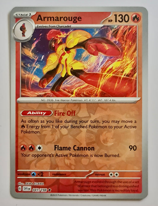 Pokemon Card Scarlet & Violet 041/198 41/198 Armarouge Reverse Holo Rare *MINT*