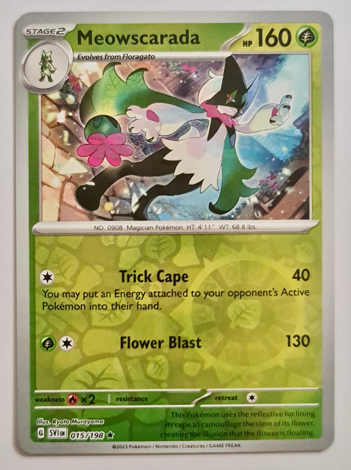 Pokemon Card Scarlet & Violet 015/198 15/198 Meowscarada Reverse Holo Rare *MINT*