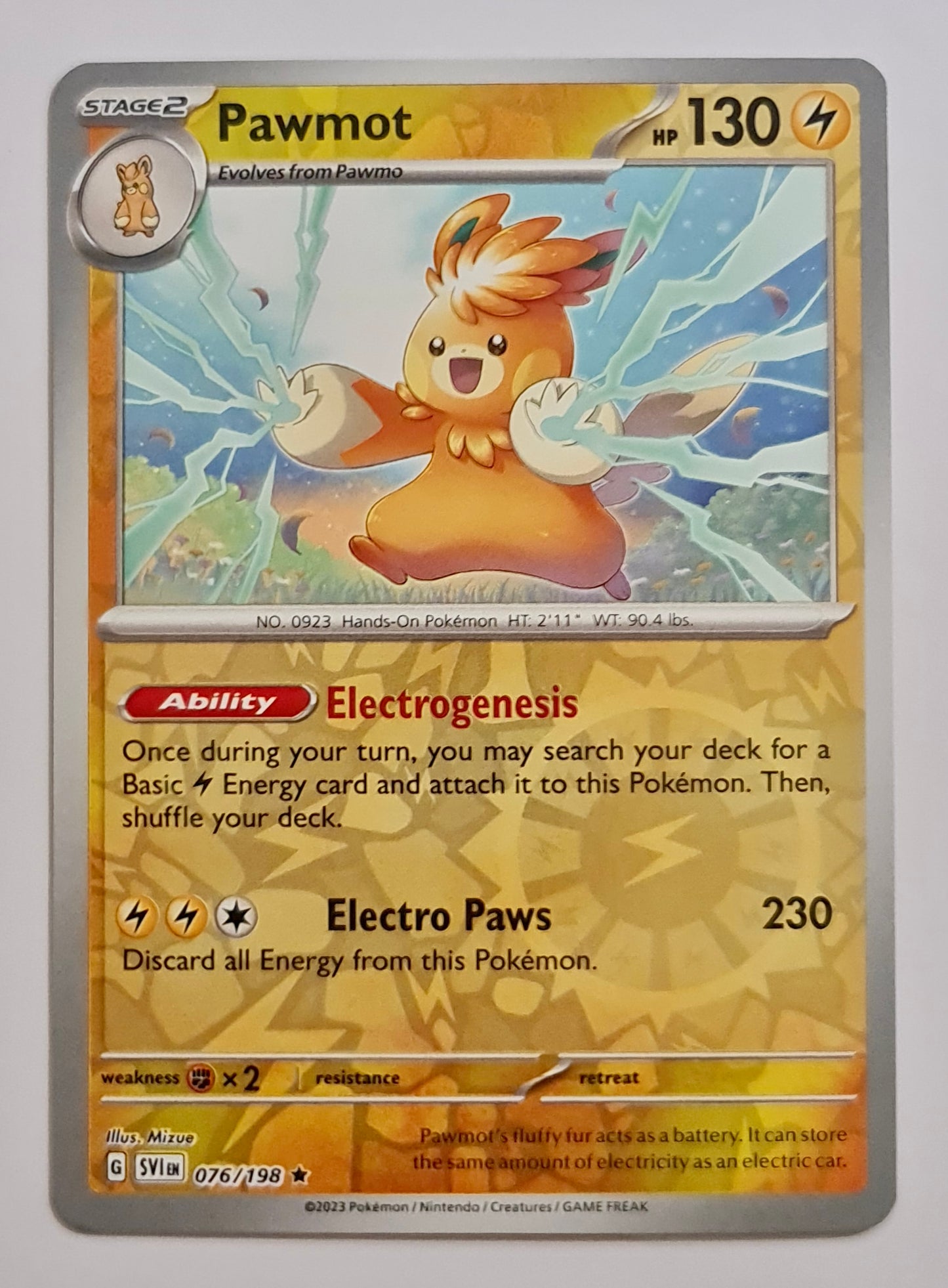 Pokemon Card Scarlet & Violet 076/198 76/198 Pawmot Reverse Holo Rare *MINT*