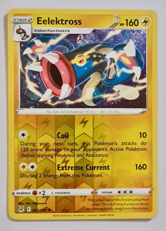 Pokemon Card Lost Origin 061/196 61/196 Eelektross Reverse Holo Rare *MINT*