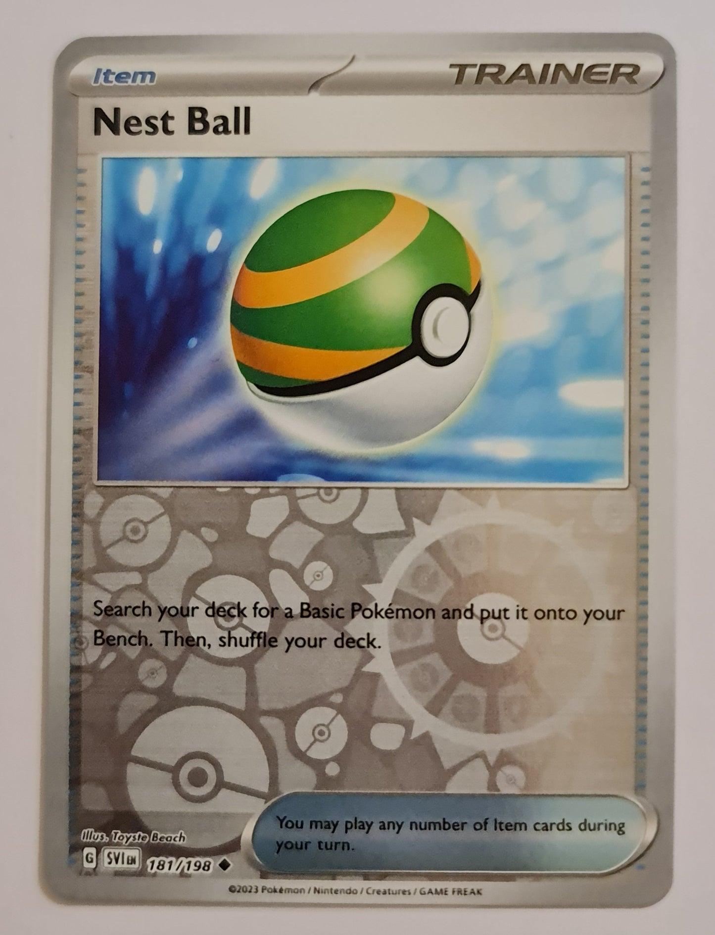 Pokemon Card Scarlet & Violet 181/198 Nest Ball Item Reverse Holo Uncommon *MINT*