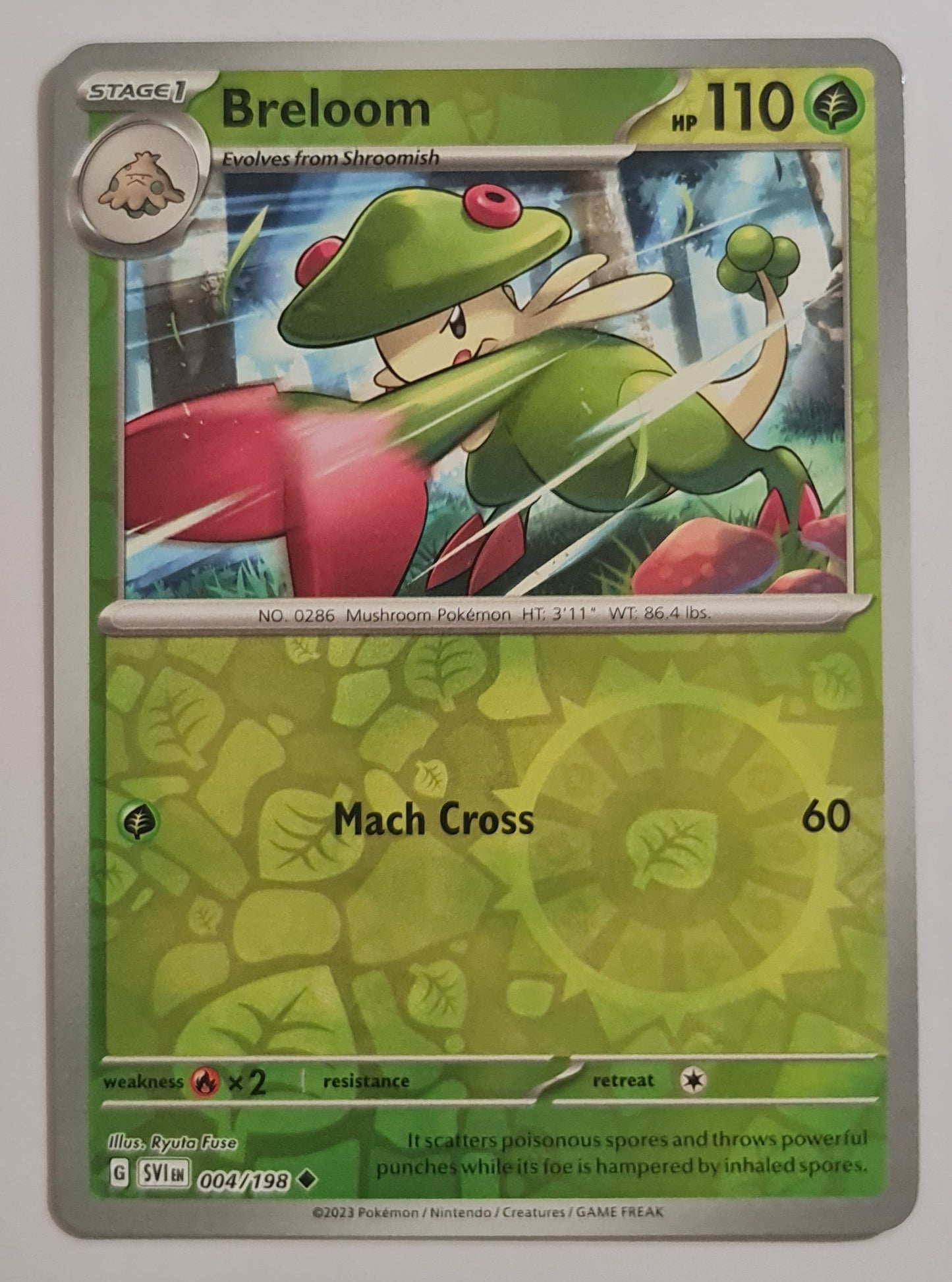 Pokemon Card Scarlet & Violet 004/198 4/198 Breloom Reverse Holo Uncommon *MINT*