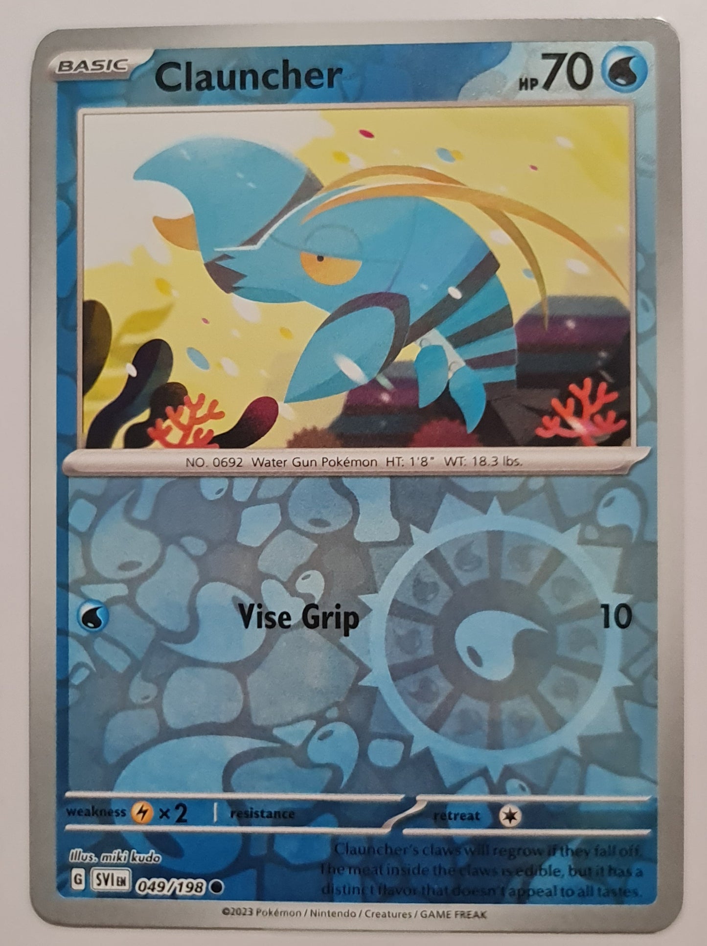 Pokemon Card Scarlet & Violet 049/198 49/198 Clauncher Reverse Holo Common *MINT*