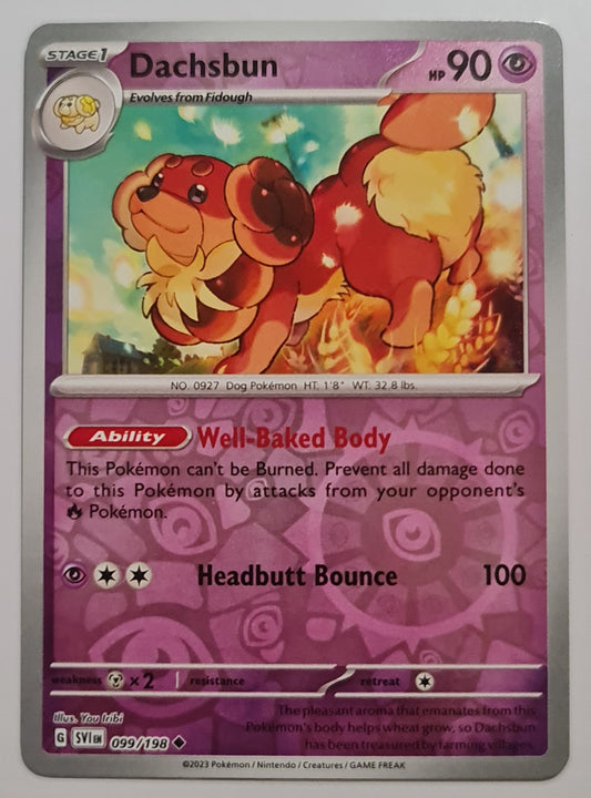 Pokemon Card Scarlet & Violet 099/198 99/198 Dachsbun Reverse Holo Uncommon *MINT*