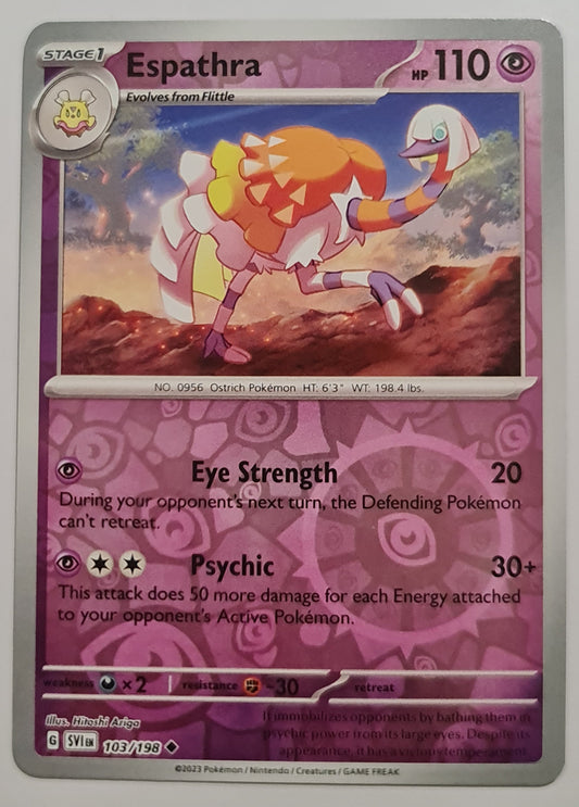 Pokemon Card Scarlet & Violet 103/198 Espathra Reverse Holo Uncommon *MINT*