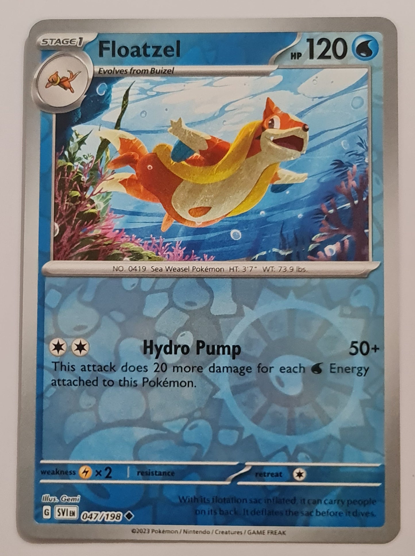 Pokemon Card Scarlet & Violet 047/198 47/198 Floatzel Reverse Holo Uncommon *MINT*