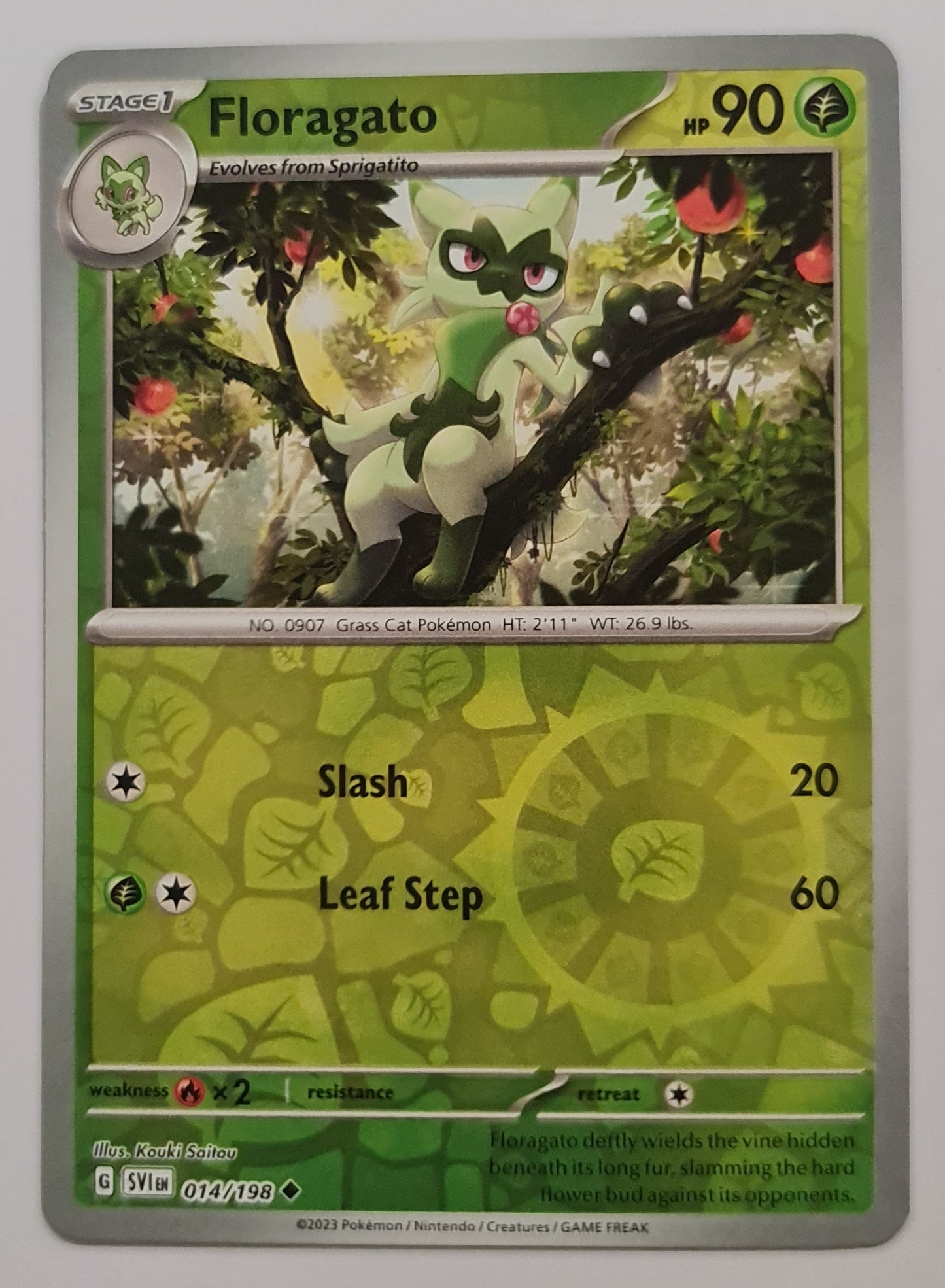 Pokemon Card Scarlet & Violet 014/198 14/198 Floragato Reverse Holo Uncommon *MINT*