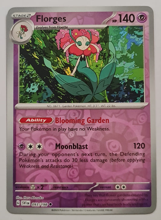 Pokemon Card Scarlet & Violet 093/198 93/198 Florges Reverse Holo Uncommon *MINT*