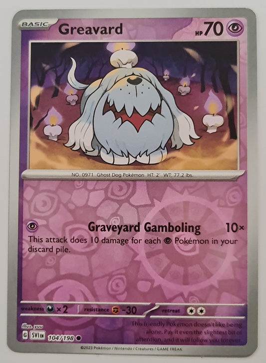 Pokemon Card Scarlet & Violet 104/198 Greavard Reverse Holo Common *MINT*