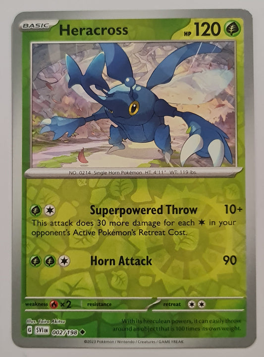 Pokemon Card Scarlet & Violet 002/198 2/198 Heracross Reverse Holo Uncommon *MINT*