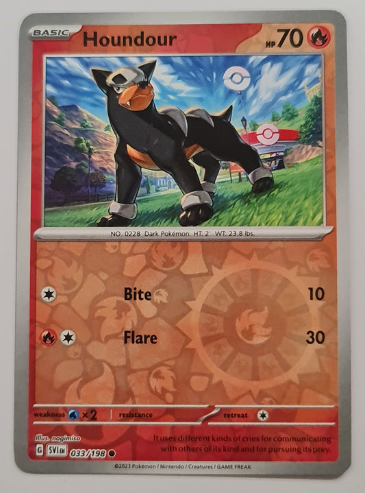 Pokemon Card Scarlet & Violet 033/198 33/198 Houndour Reverse Holo Common *MINT*