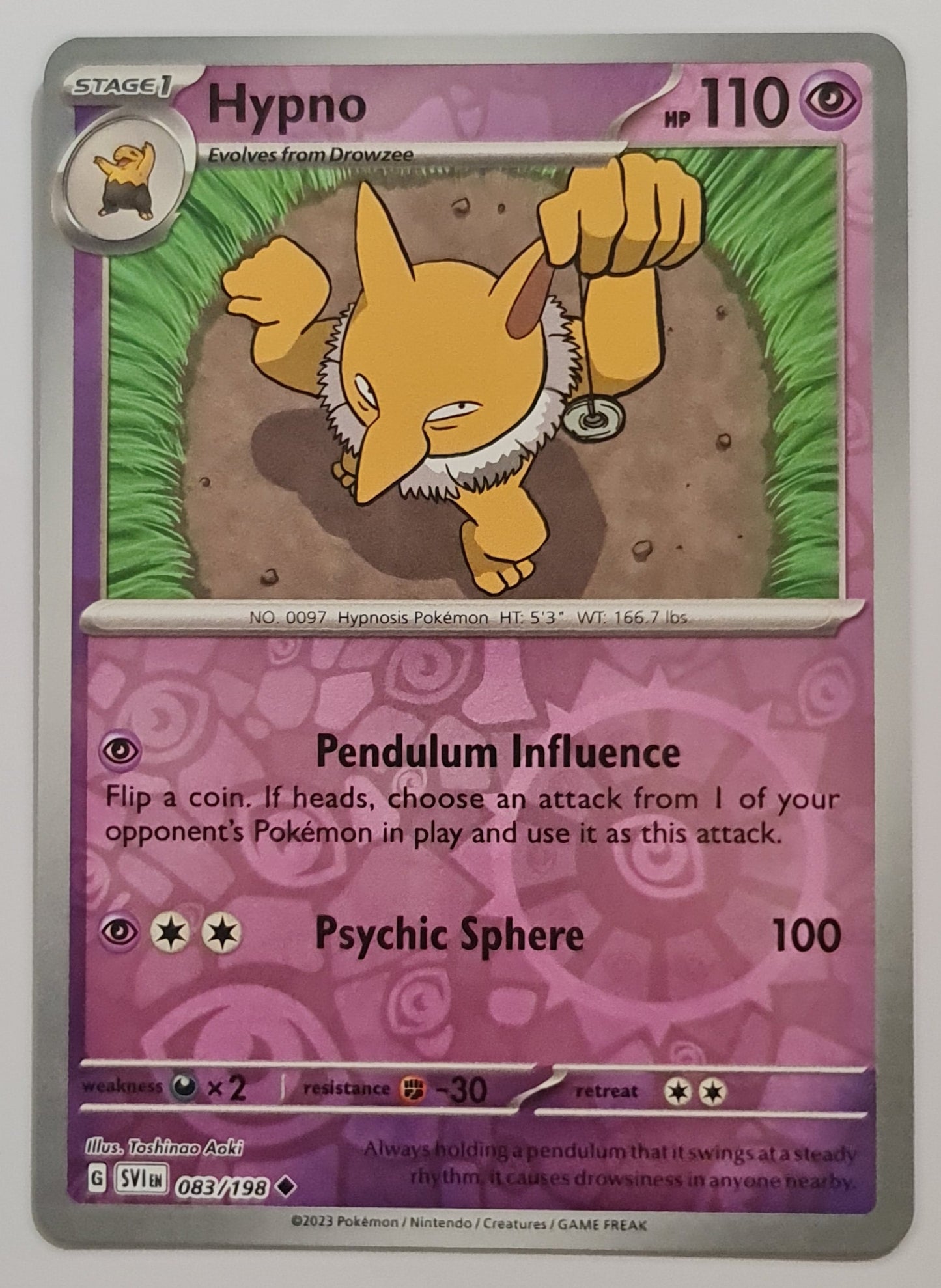 Pokemon Card Scarlet & Violet 083/198 83/198 Hypno Reverse Holo Uncommon *MINT*