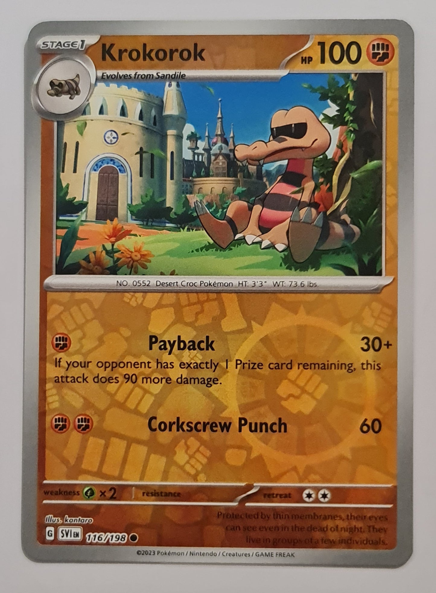 Pokemon Card Scarlet & Violet 116/198 Krokorok Reverse Holo Common *MINT*