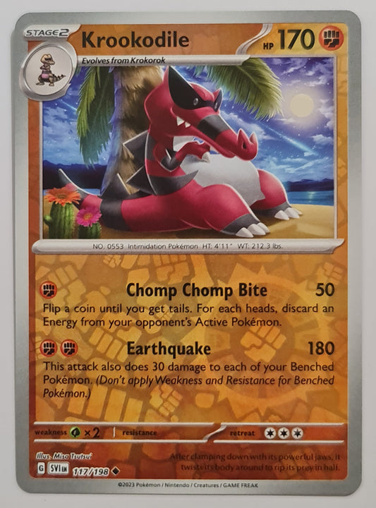 Pokemon Card Scarlet & Violet 117/198 Krookodile Reverse Holo Uncommon *MINT*