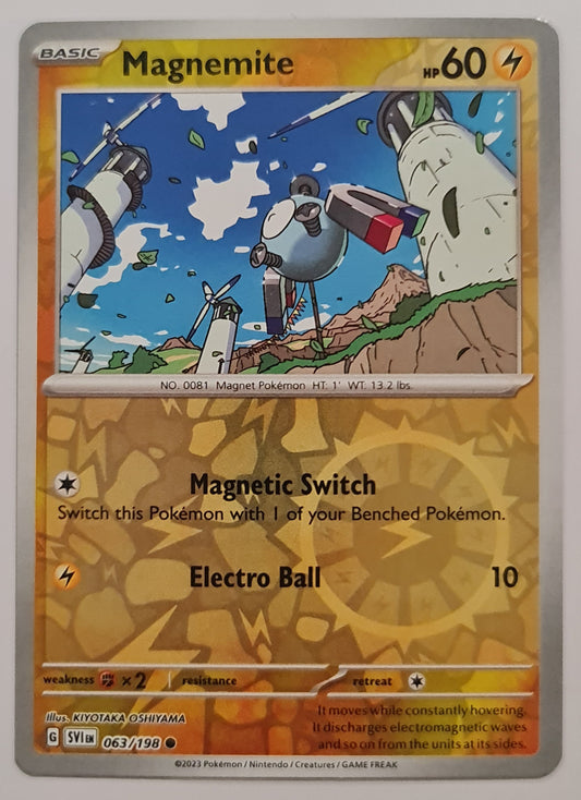 Pokemon Card Scarlet & Violet 063/198 63/198 Magnemite Reverse Holo Common *MINT*