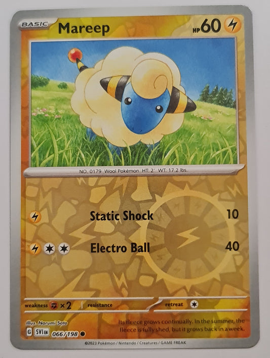 Pokemon Card Scarlet & Violet 066/198 66/198 Mareep Reverse Holo Common *MINT*