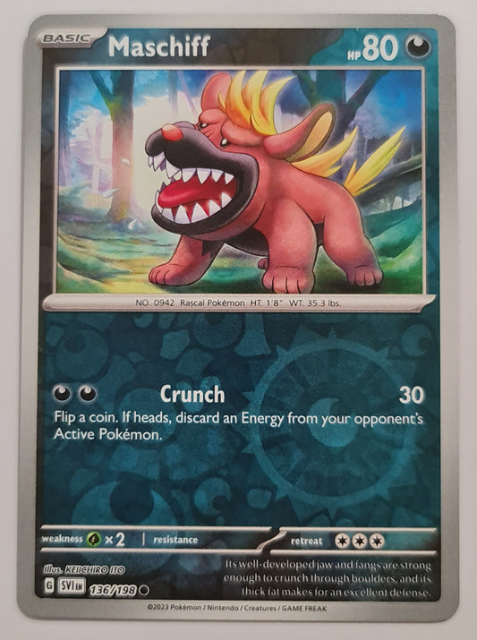 Pokemon Card Scarlet & Violet 136/198 Maschiff Reverse Holo Common *MINT*