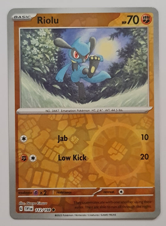 Pokemon Card Scarlet & Violet 112/198 Riolu Reverse Holo Common *MINT*