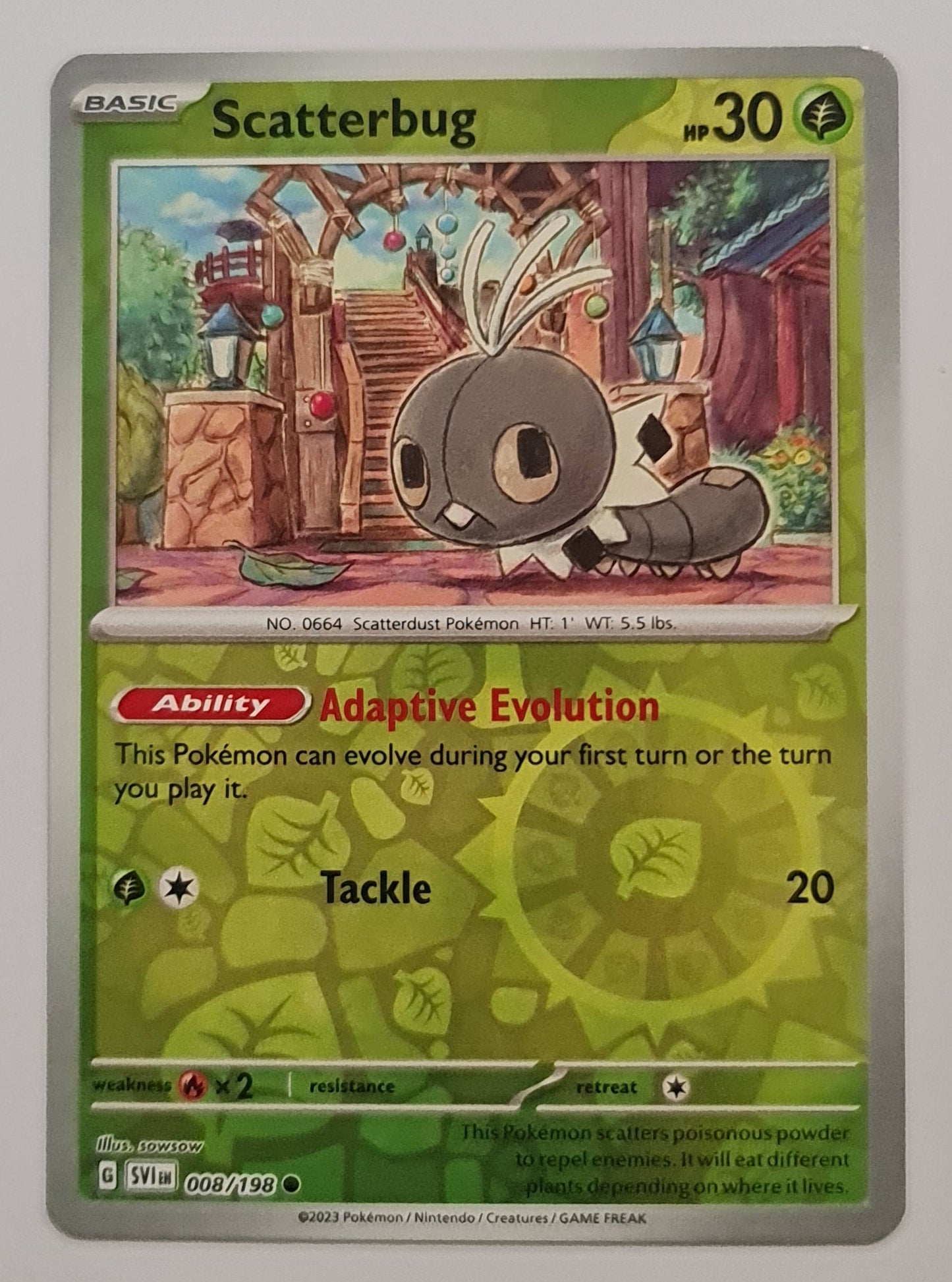 Pokemon Card Scarlet & Violet 008/198 8/198 Scatterbug Reverse Holo Common *MINT*