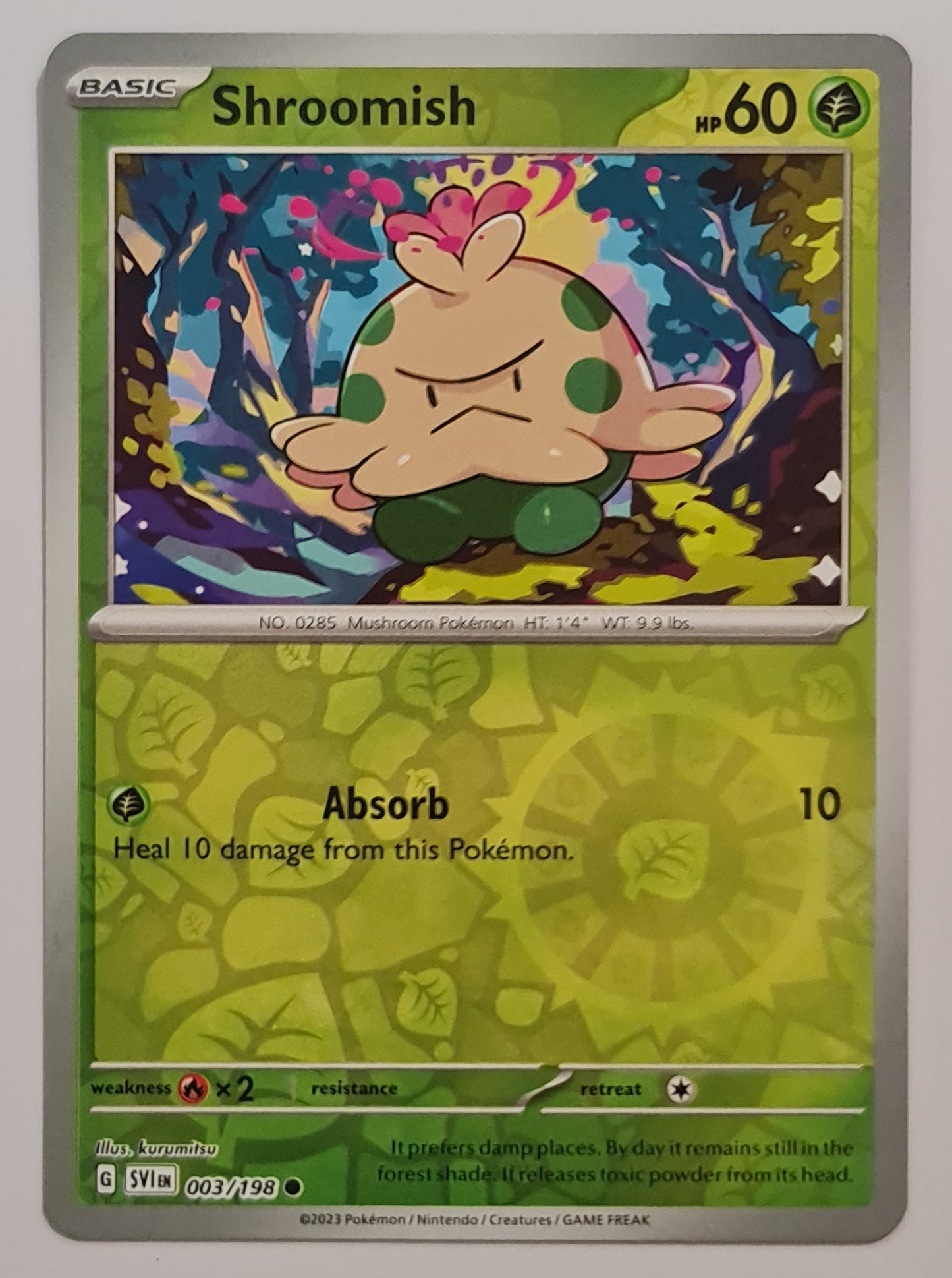 Pokemon Card Scarlet & Violet 003/198 3/198 Shroomish Reverse Holo Common *MINT*