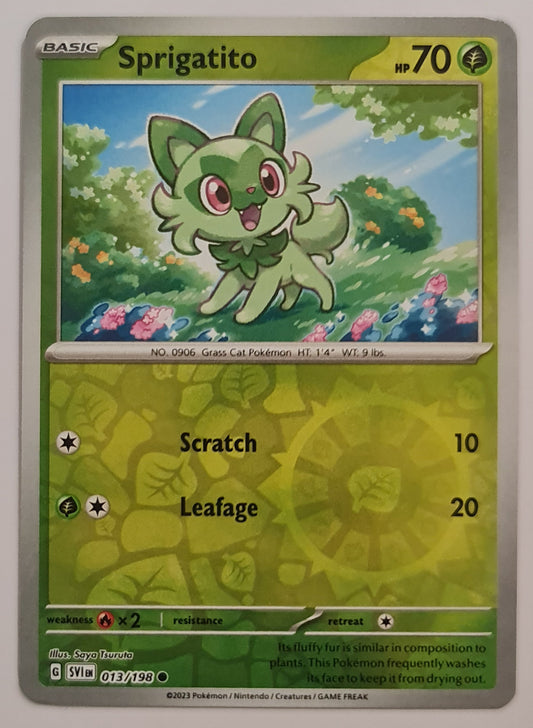 Pokemon Card Scarlet & Violet 013/198 13/198 Sprigatito Reverse Holo Common *MINT*