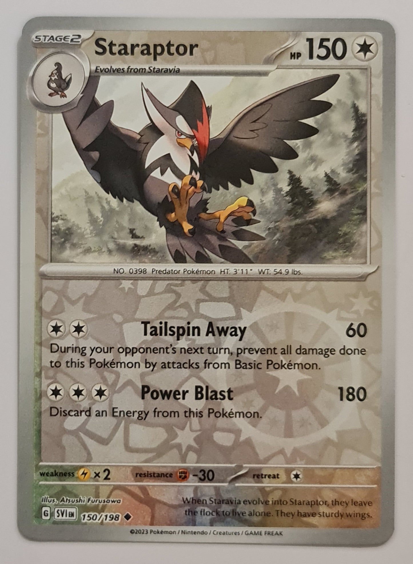 Pokemon Card Scarlet & Violet 150/198 Staraptor Reverse Holo Uncommon *MINT*