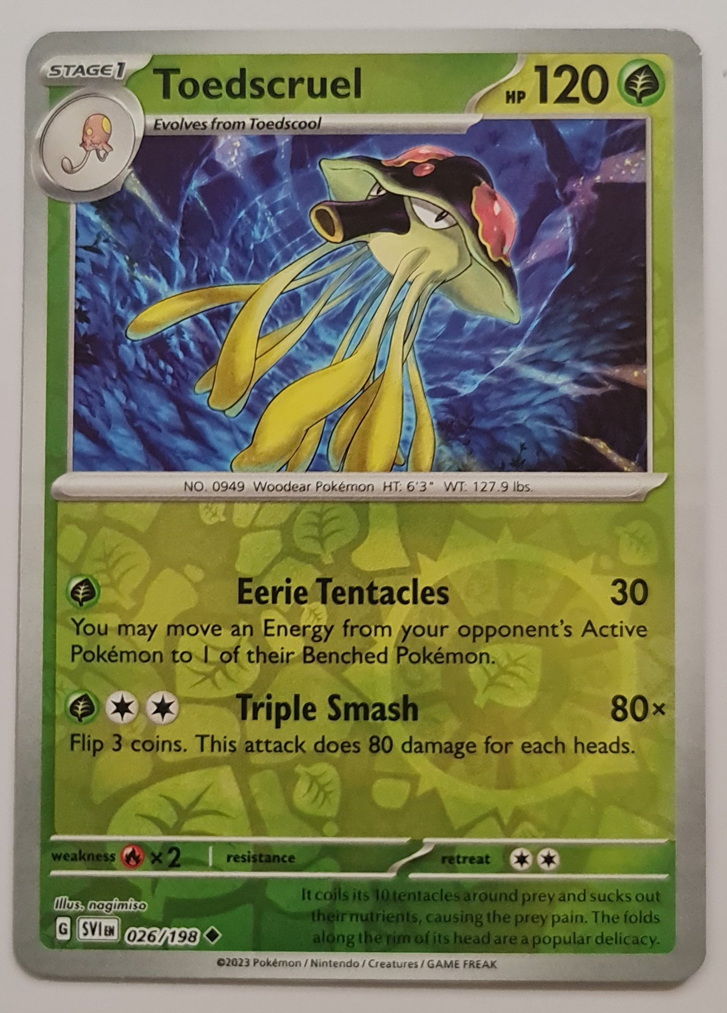 Pokemon Card Scarlet & Violet 026/198 26/198 Toedscruel Reverse Holo Uncommon *MINT*