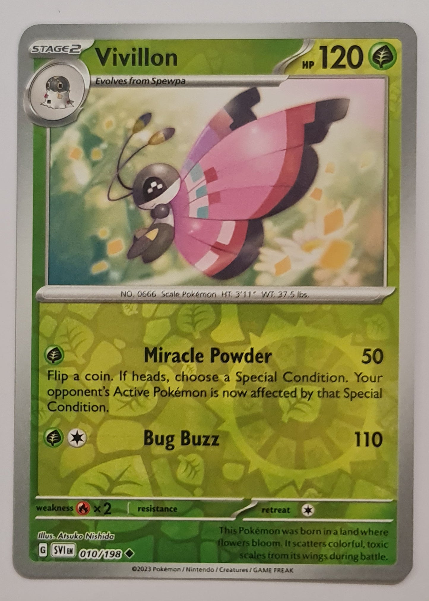 Pokemon Card Scarlet & Violet 010/198 10/198 Vivillon Reverse Holo Uncommon *MINT*