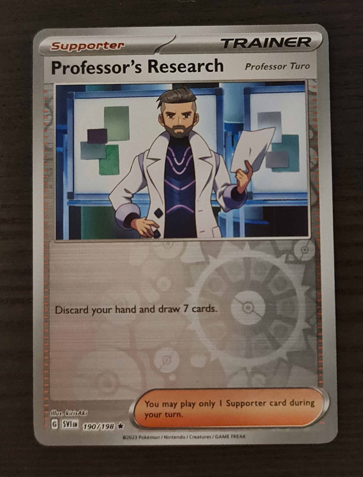 Pokemon Card Scarlet & Violet 190/198 Professor's Research[Professor Turo] Supporter Reverse Holo Rare *MINT*