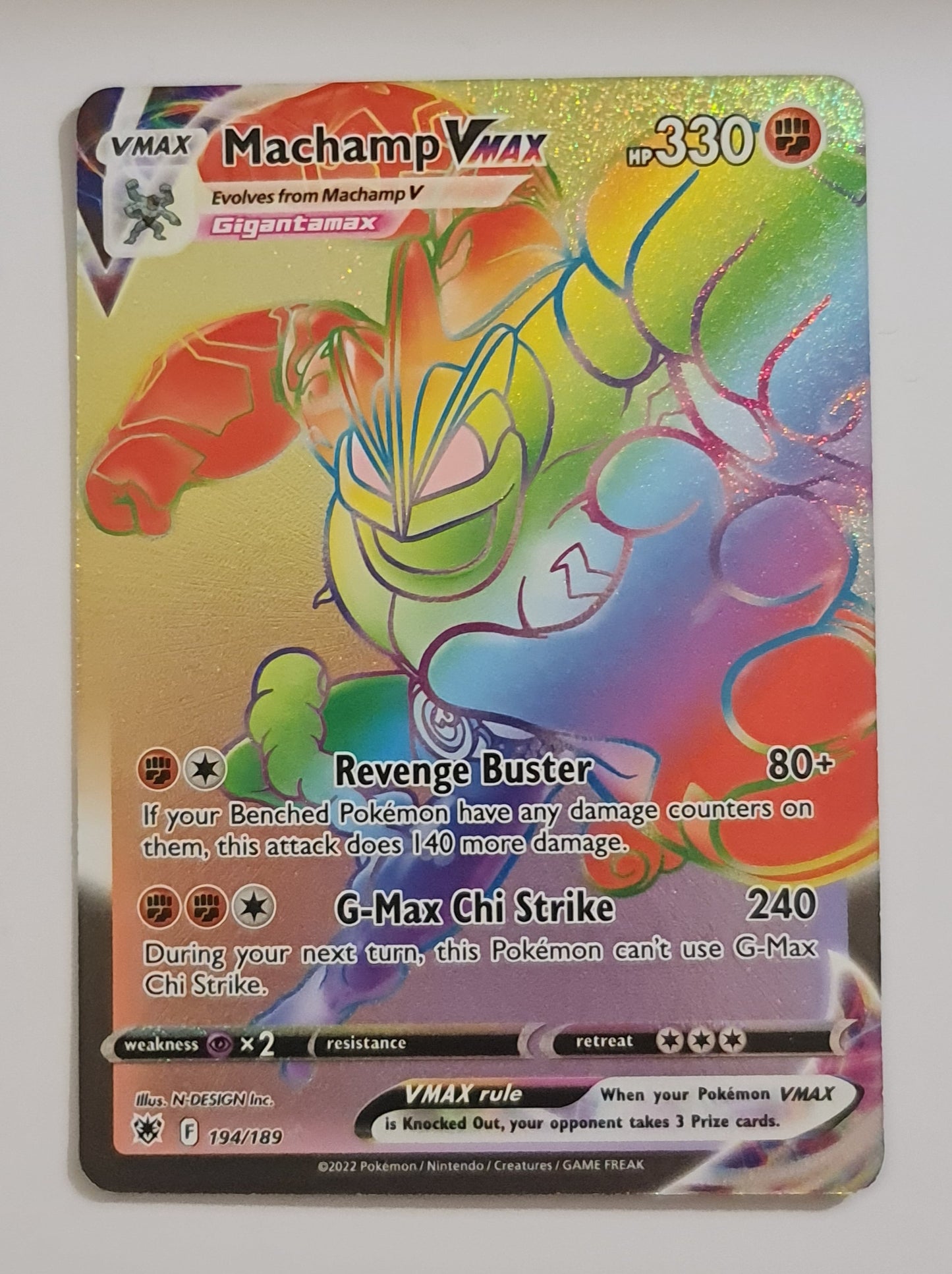 (S) Pokemon Card Astral Radiance 194/189 Machamp VMAX Hyper Rare *MINT*