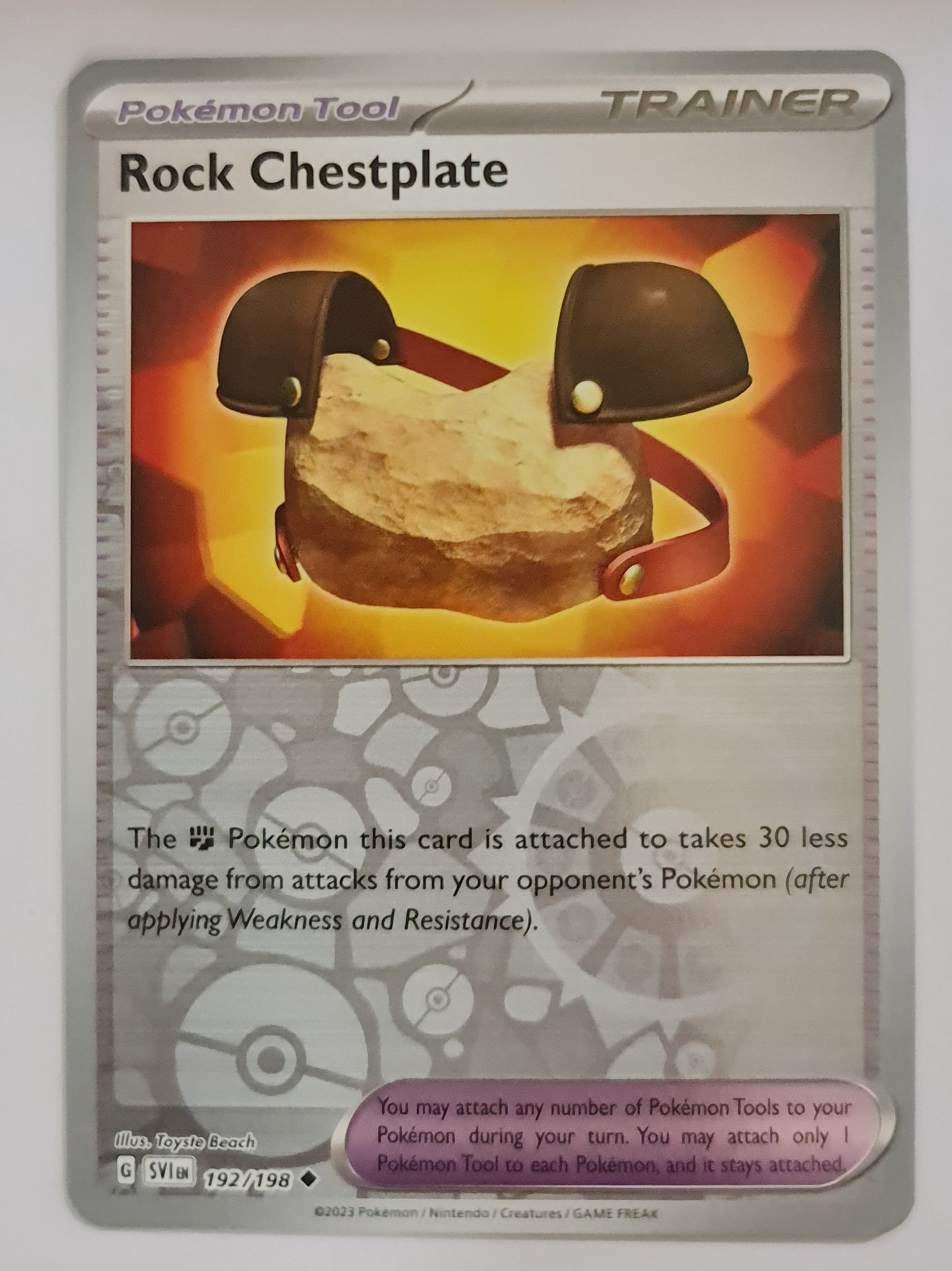 Pokemon Card Scarlet & Violet 192/198 Rock Chestplate Tool Reverse Holo Uncommon *MINT*