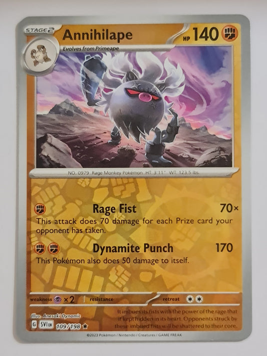 Pokemon Card Scarlet & Violet 109/198 Annihilape Reverse Holo Rare *MINT*