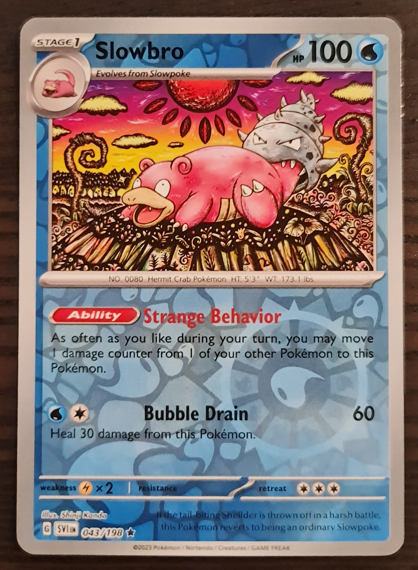 Pokemon Card Scarlet & Violet 043/198 43/198 Slowbro Reverse Holo Rare *MINT*