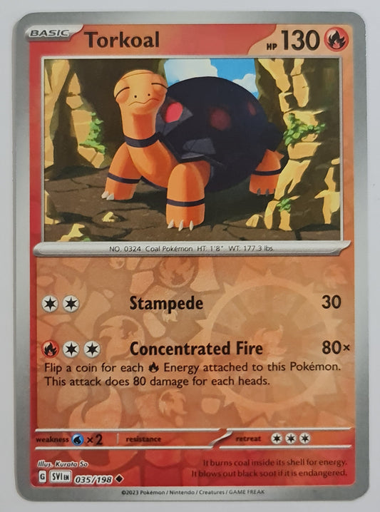 Pokemon Card Scarlet & Violet 035/198 35/198 Torkoal Reverse Holo Uncommon *MINT*