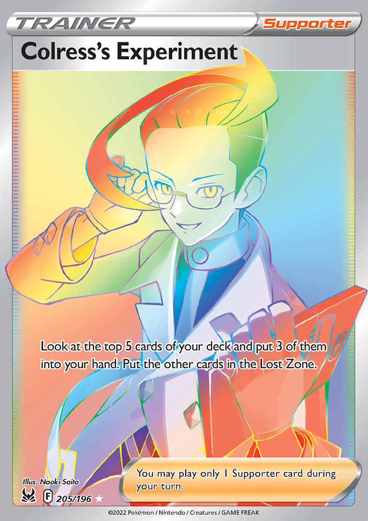 Pokemon Card Lost Origin 205/196 Colress's Experiment Supporter Hyper Rare *MINT*