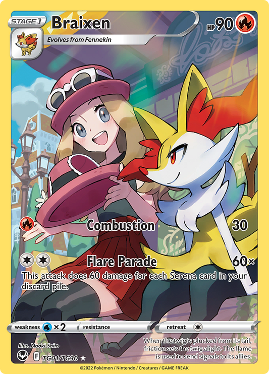 Pokemon Card Silver Tempest Trainer Gallery TG01/TG30 TG1/TG30 Braixen Holo Rare *MINT*