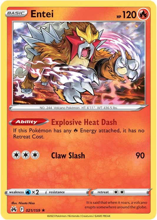 Pokemon Card Crown Zenith 021/159 21/159 Entei Holo Rare *MINT*