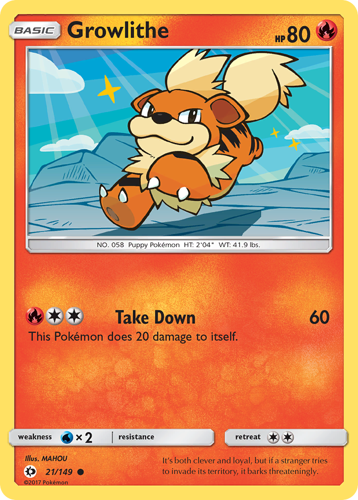 Pokemon Card Sun & Moon 021/149 21/149 Growlithe Common *MINT*