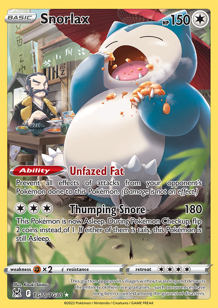 Pokemon Card Lost Origin Trainer Gallery TG10/TG30 Snorlax Holo Rare *MINT*